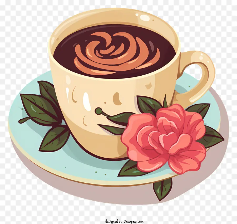 Tasse à Café，Rose Rose PNG