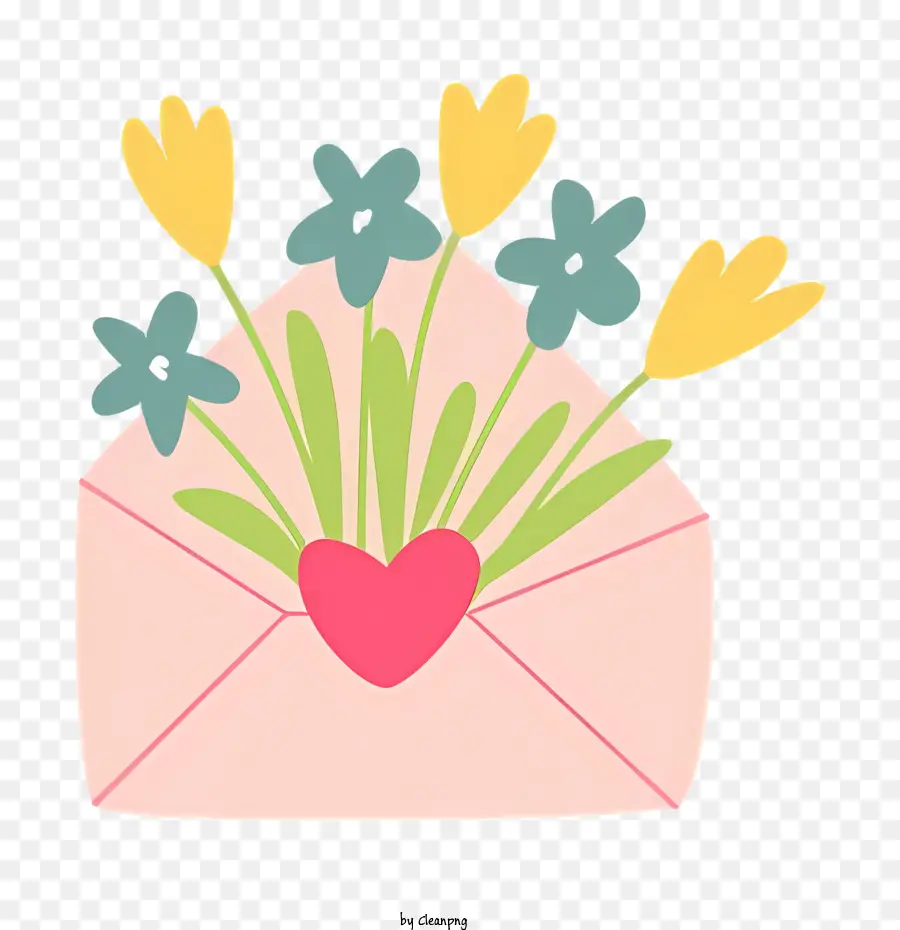 Mail，Enveloppe Avec Des Fleurs PNG