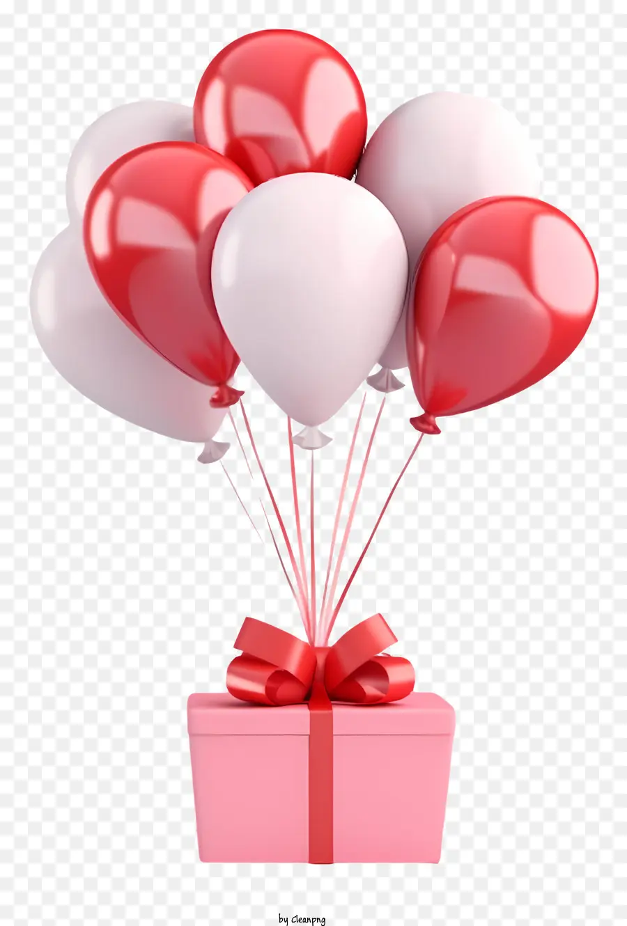 Ballon Cadeau Saint Valentin 3d Réaliste，Coffret Cadeau Rouge Et Blanc PNG