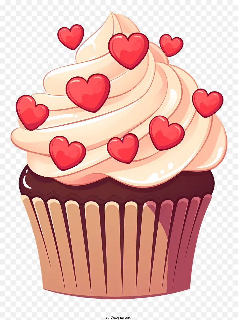 Cupcake，Coeurs Rouges PNG