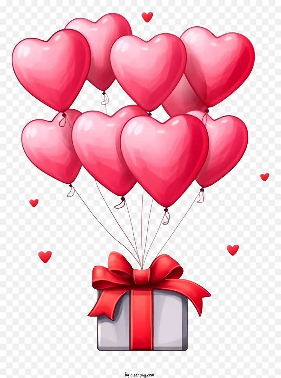 Ballon Cadeau De La Saint Valentin De Dessin Animé，Boîte Cadeau PNG