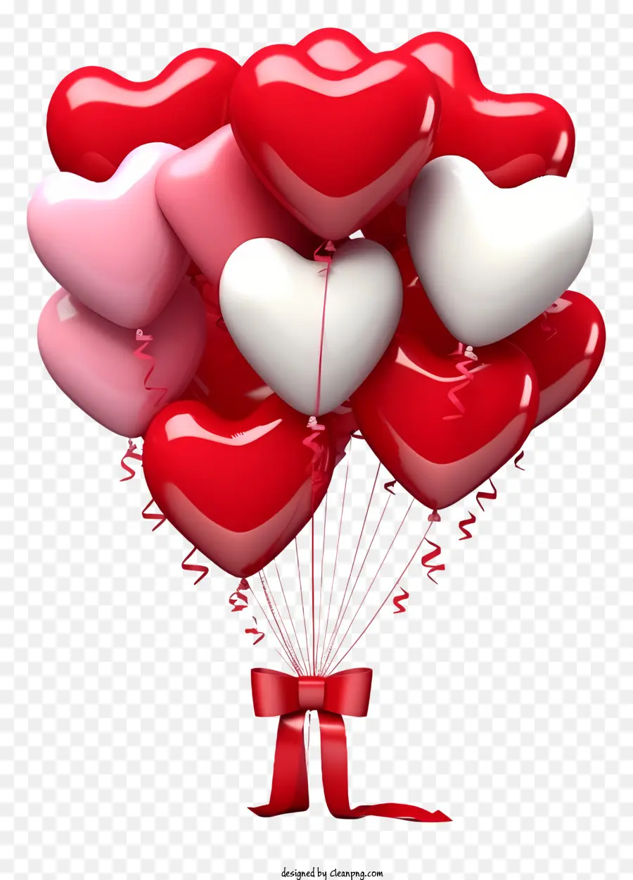 Ballon Cadeau Saint Valentin 3d Réaliste，Ballons Coeur PNG