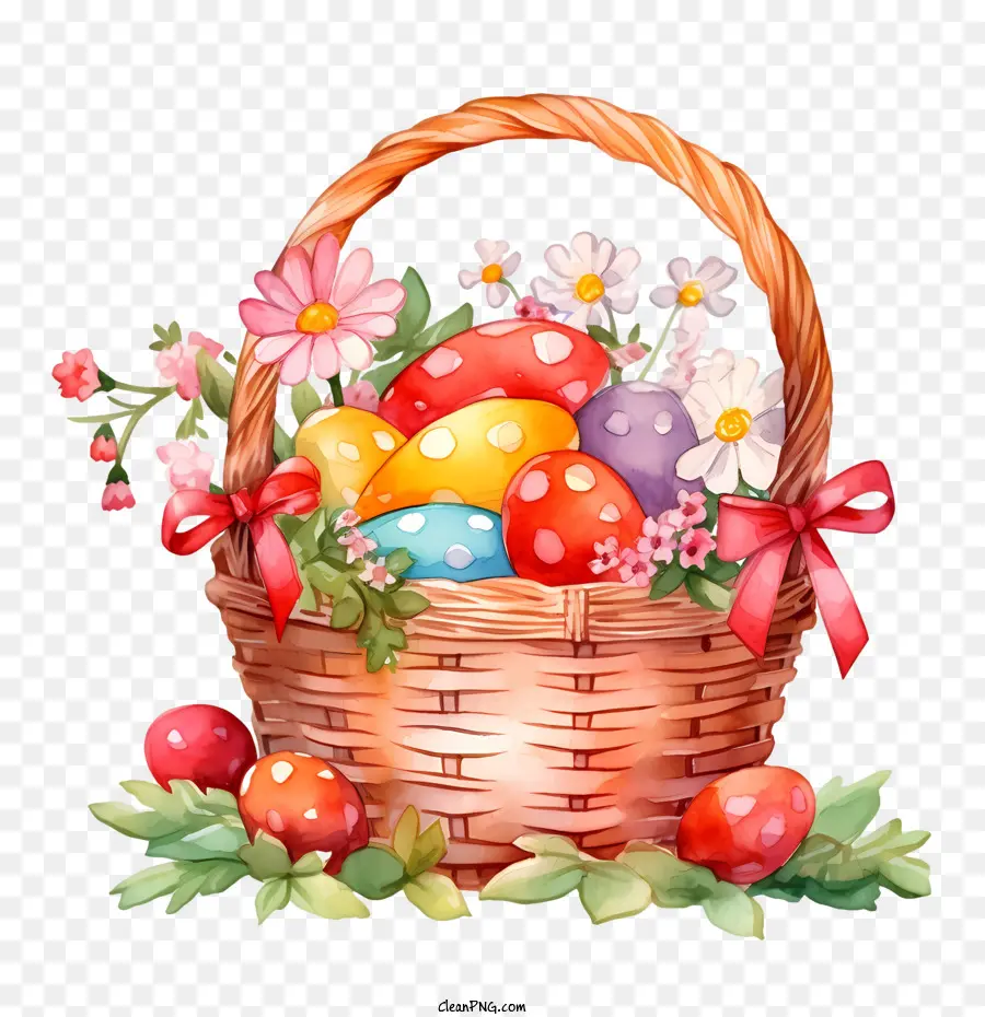 Panier De Pâques，Fleurs PNG