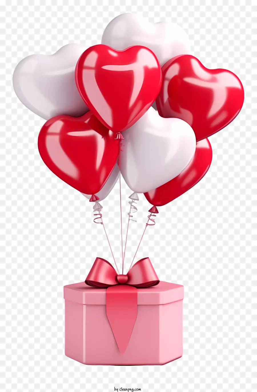 Ballon Cadeau Réaliste 3d Valentine，Heartshaped Boîte PNG