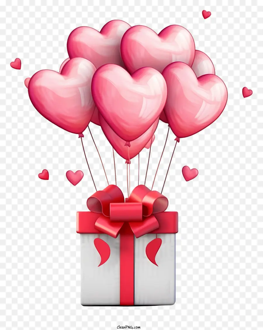 Ballon Cadeau Saint Valentin Dessin Animé，Ballons Coeur PNG