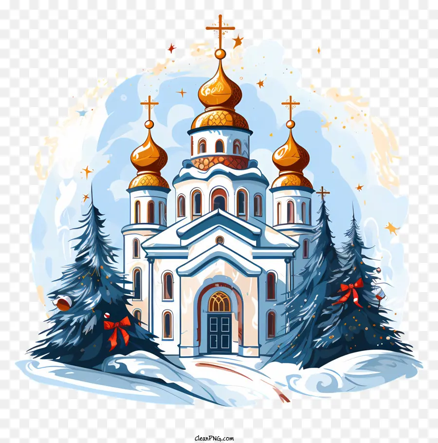 L'église，Noël Orthodoxe PNG