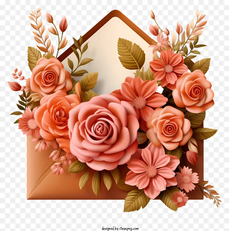 Enveloppe，Roses PNG