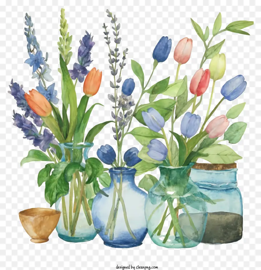 Dessin Animé，Vases à Fleurs PNG