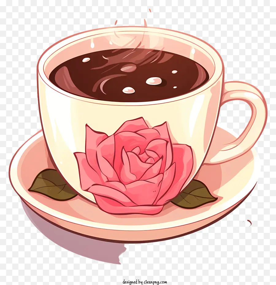 Tasse à Café，Rose Rouge PNG
