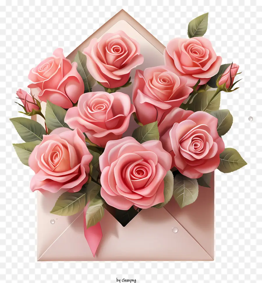 Enveloppe，Bouquet Rose PNG
