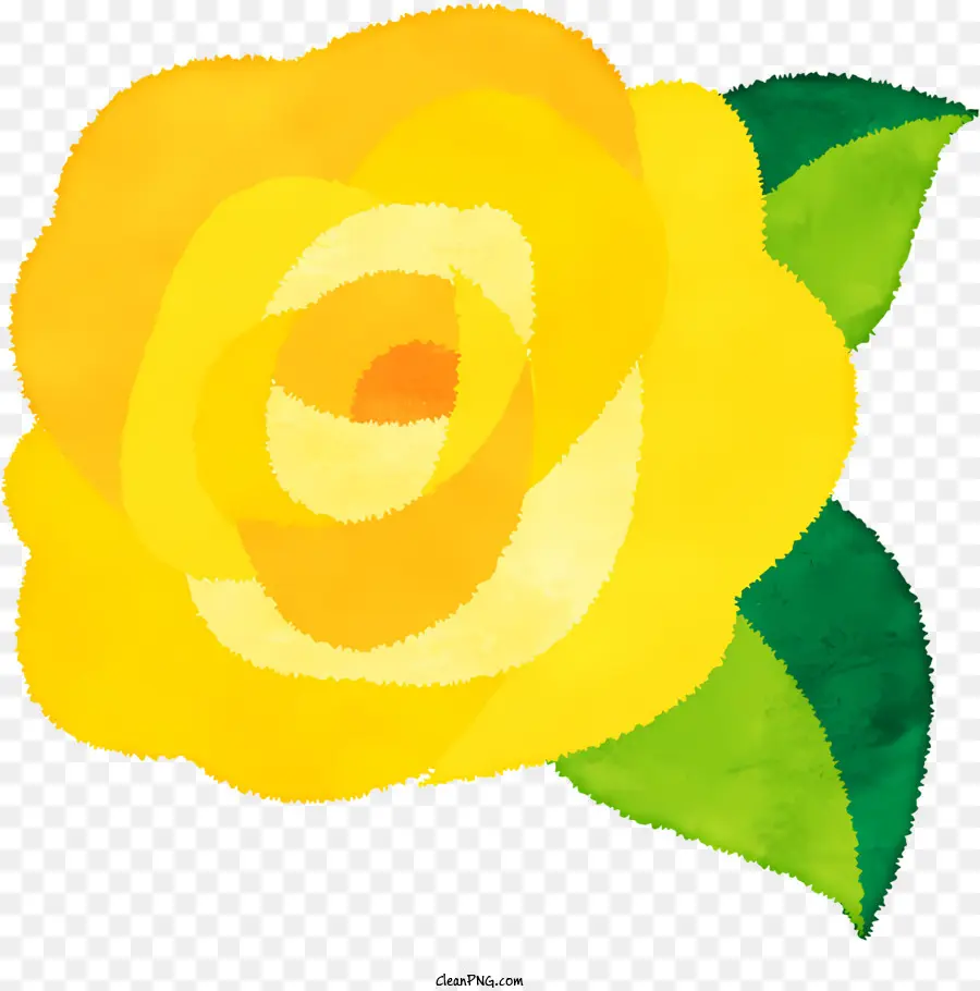 Rose Jaune，Feuilles Vertes PNG