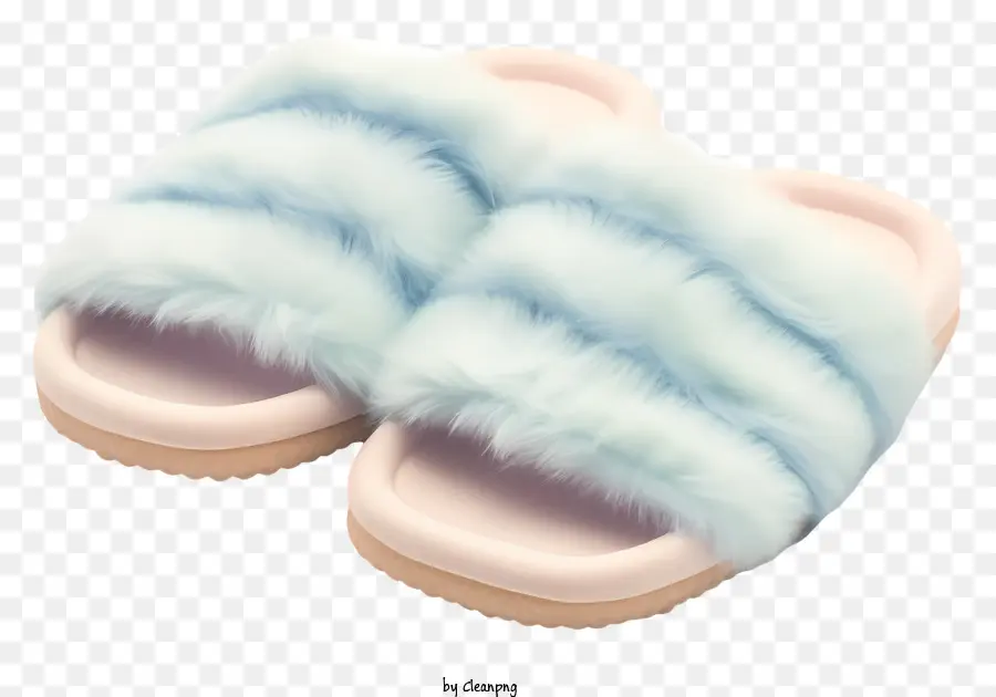 Slippées Moelleuses Douces Plates，Blue Faux Fur Slippers PNG
