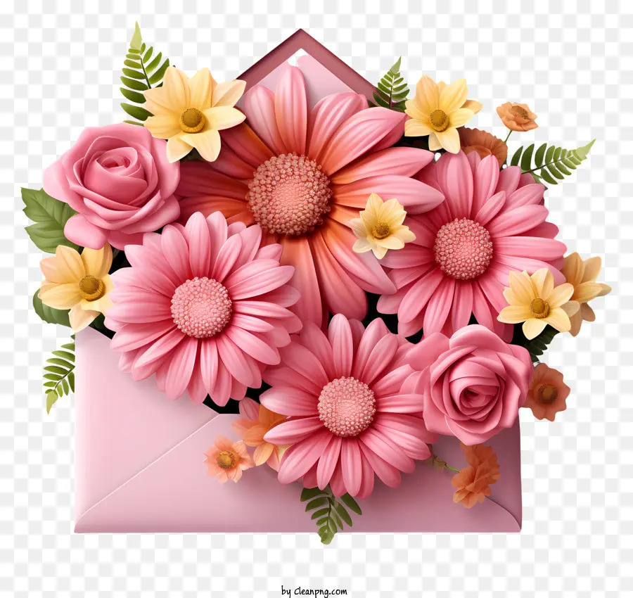 Enveloppe，Fleurs Roses PNG