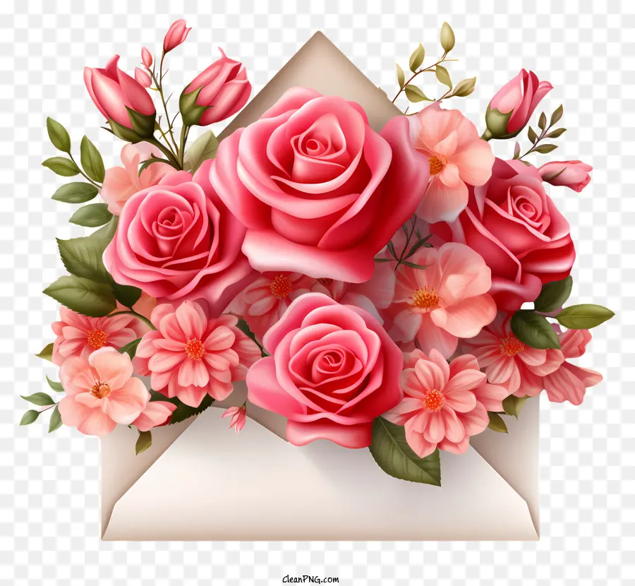 Enveloppe，Roses PNG