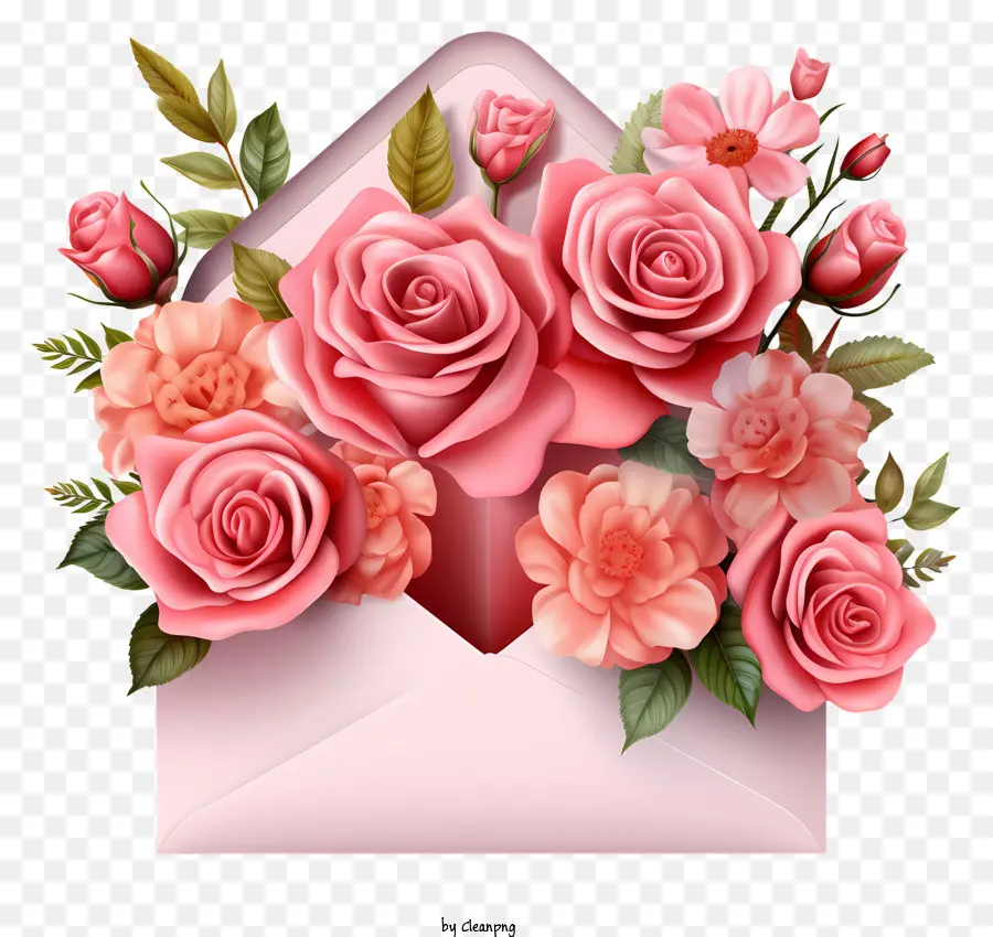 Enveloppe，Roses PNG