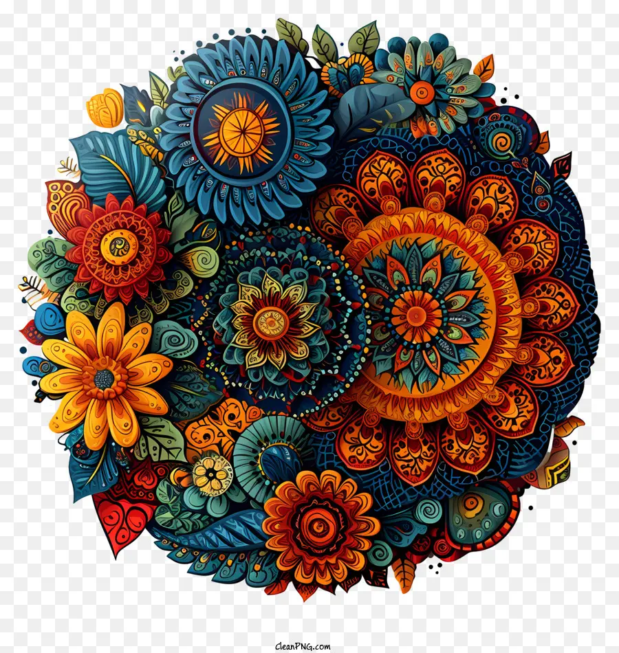 Mandalas，Fleurs Colorées PNG