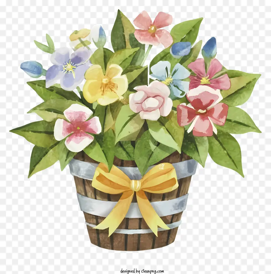 Dessin Animé，Panier De Fleurs PNG