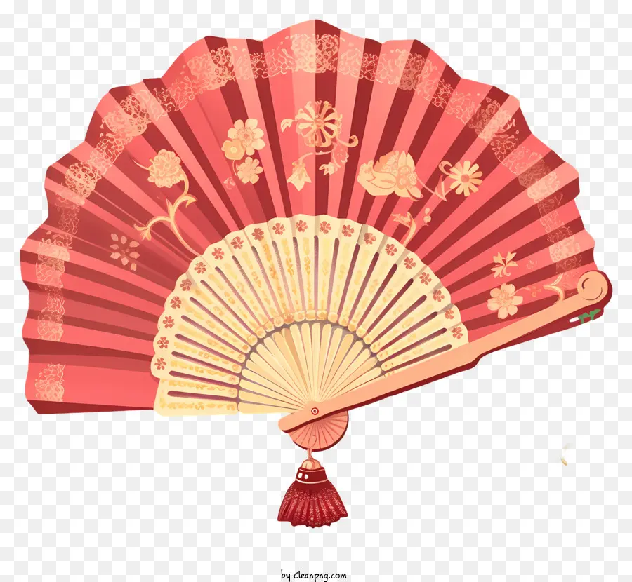 Fan De Nouvel An Chinois Pastel，Ventilateur Oriental Rouge Et Or PNG