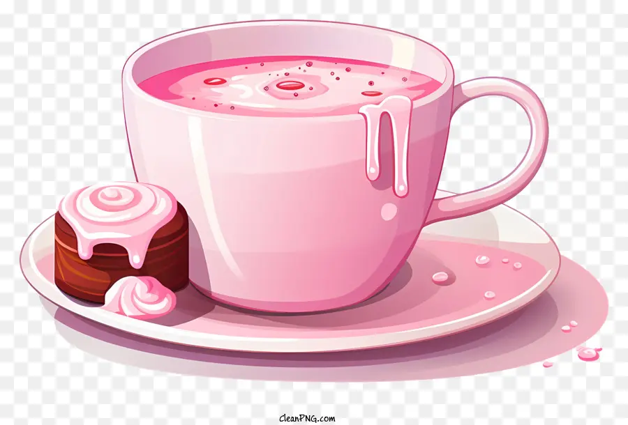 Tasse à Café，Chocolat Chaud Rose PNG