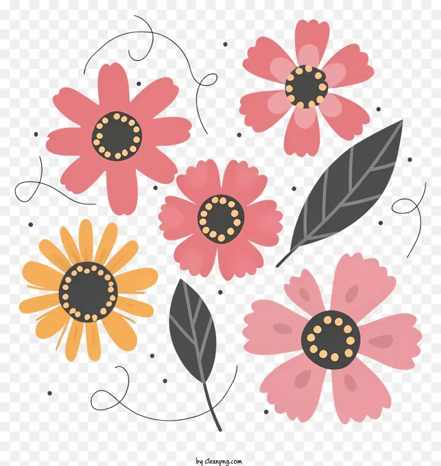 Dessin Animé，Fleurs Colorées PNG