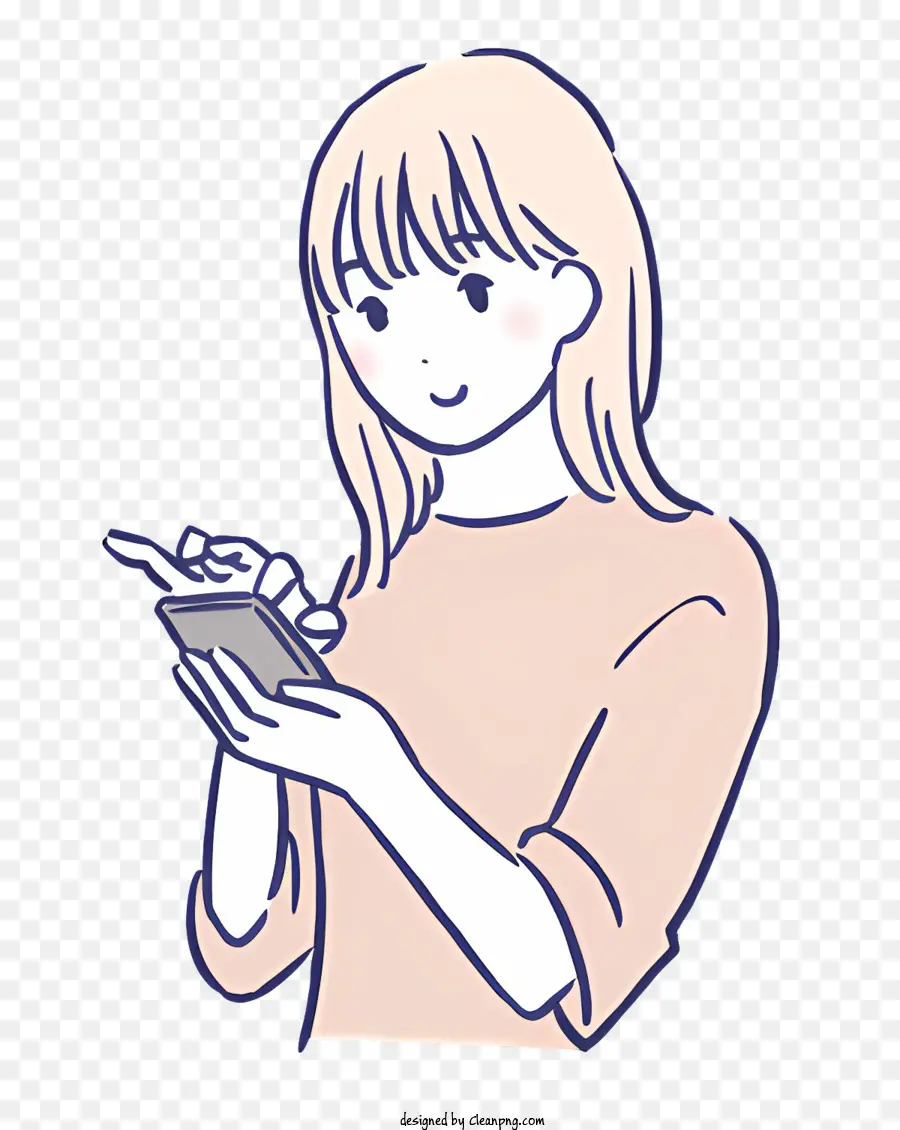 Icône，Fille Avec Smartphone PNG