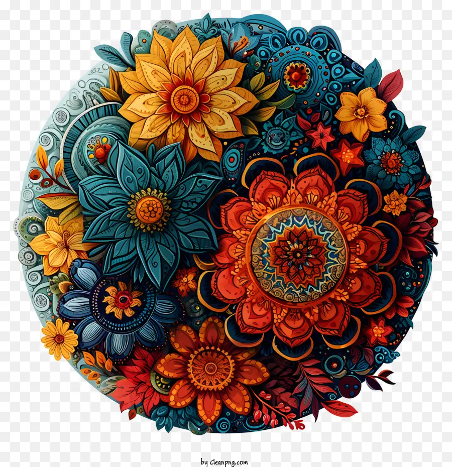 Mandalas，Fleurs Colorées PNG