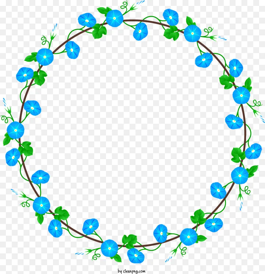Vert Couronne，Fleurs Bleues PNG