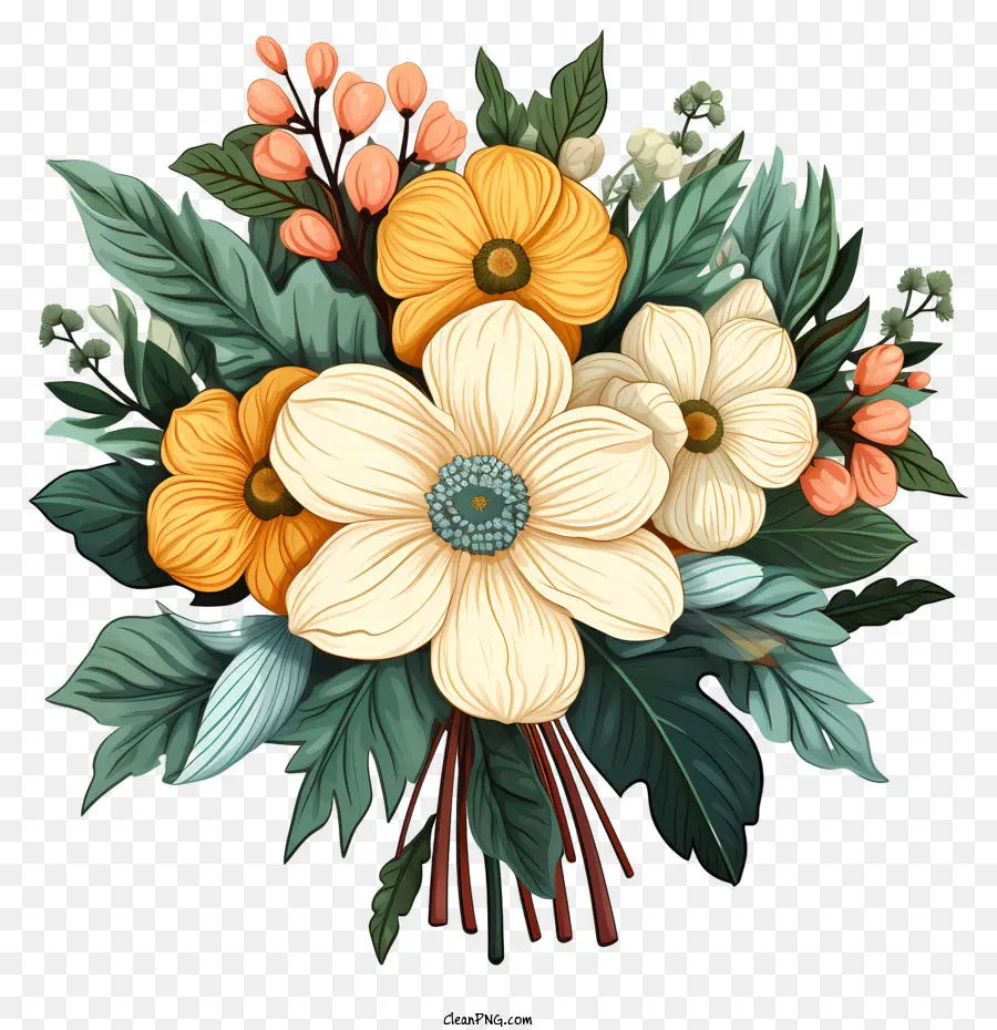 Bouquet De Printemps Doodle，Bouquet De Fleurs PNG