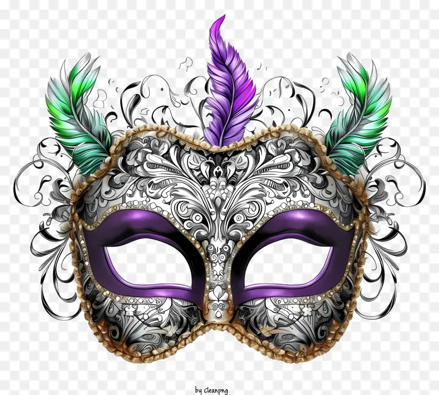 Masque De Carnaval De Style Doodle，Plume Masque PNG
