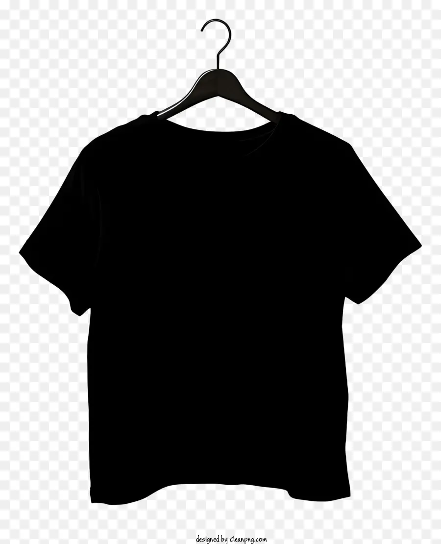 T Shirt Noir De Style Plat Sur Cintre En Tissu，T Shirt Noir PNG