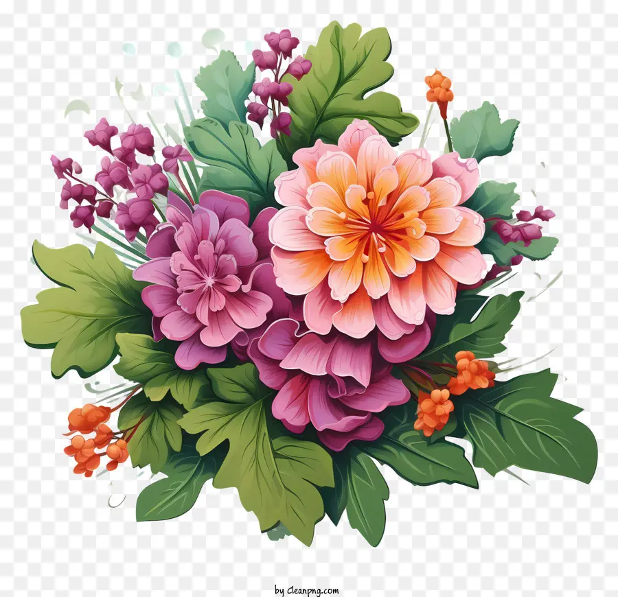 Bouquet De Printemps De Peintures Multicolores，Bouquet De Fleurs PNG