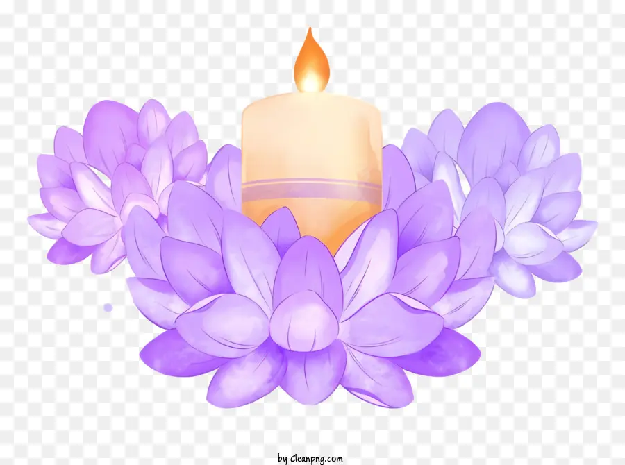 Journée De La Bodhi，Bougie Avec Lotus Violet PNG