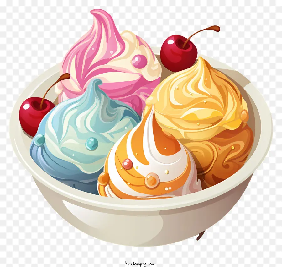 Paints Multicolores Du Bol De Crème Glacée，Crème Glacée PNG