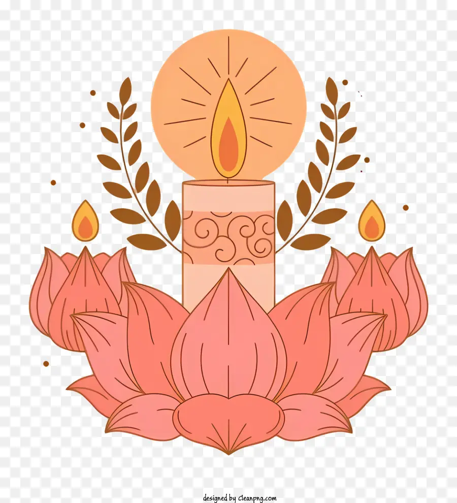 Journée De La Bodhi，Bougie Au Lotus Orange PNG