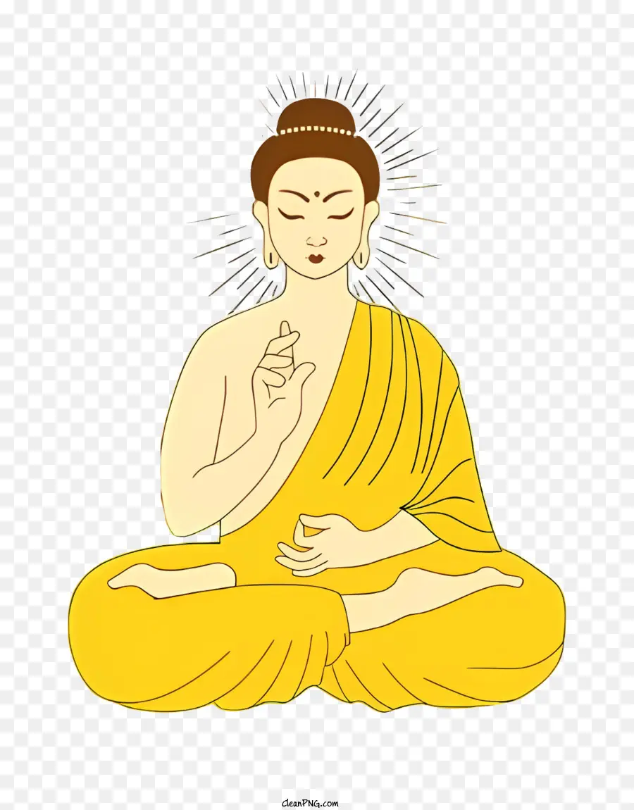 Journée De La Bodhi，Bouddha Assis Avec Une Robe Jaune PNG