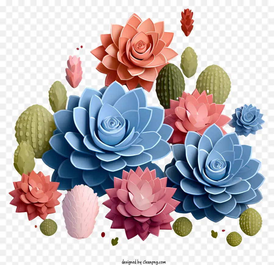 Plantes Succulentes 3d Réalistes，Plantes Succulentes Colorées PNG