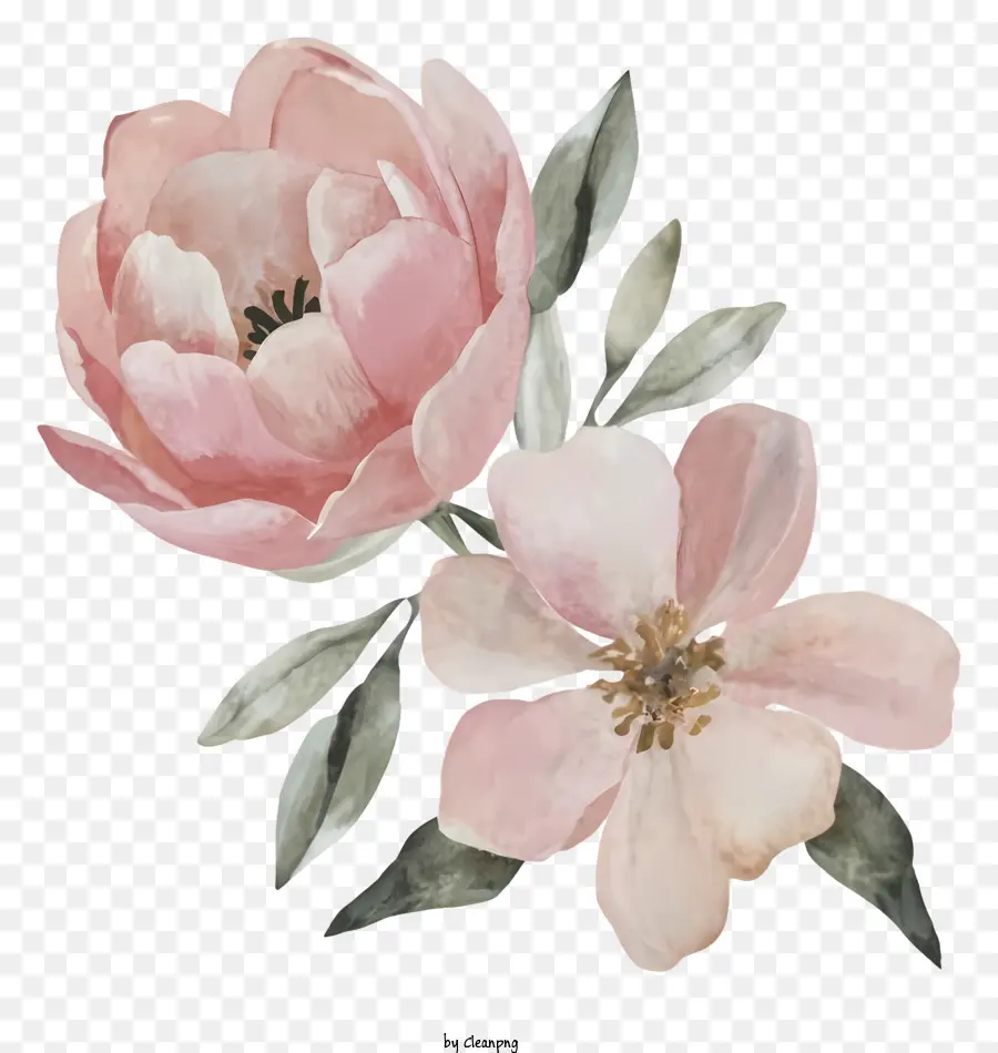 Dessin Animé，Fleurs Roses PNG