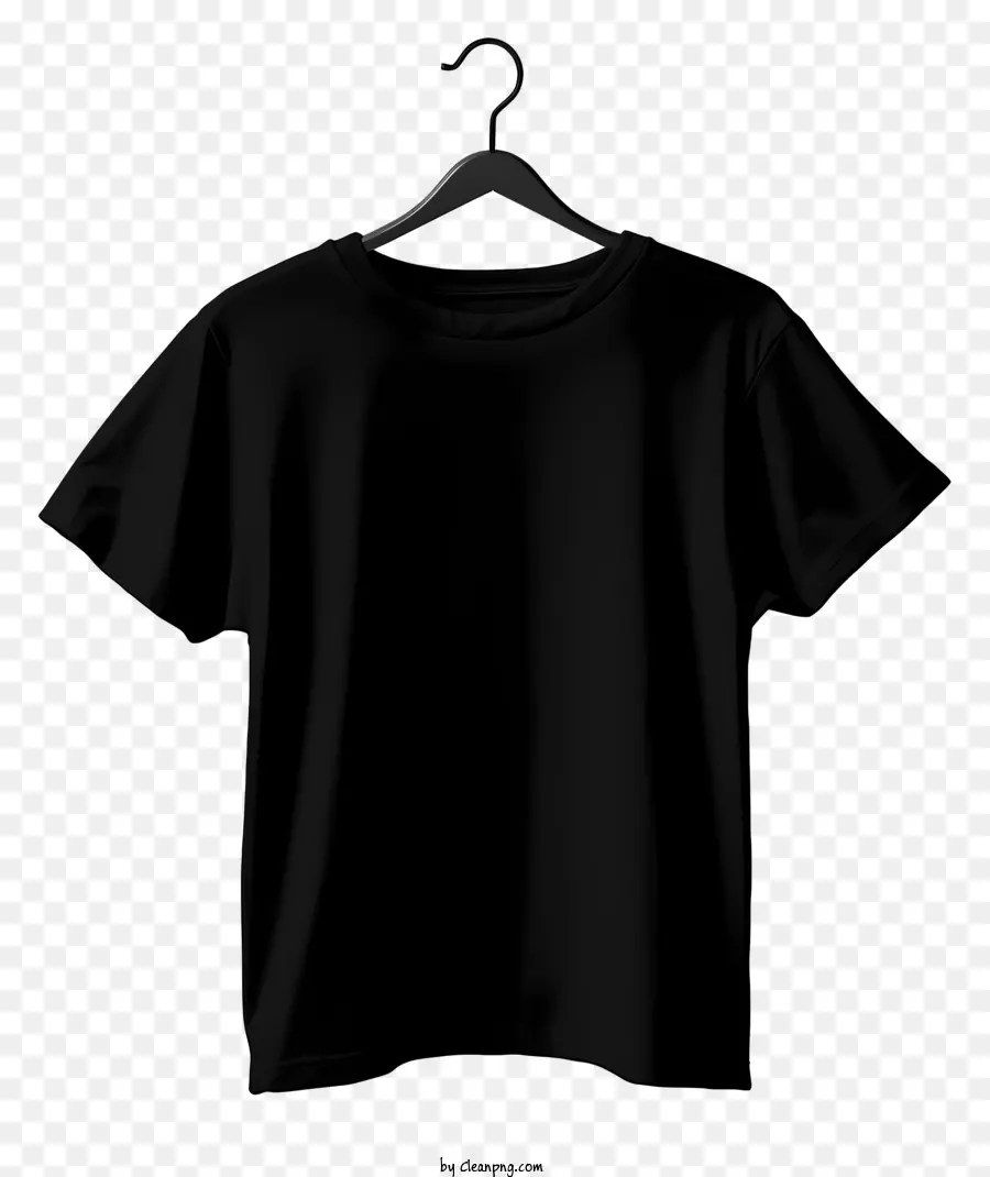 T Shirt Noir De Style Plat Sur Cintre En Tissu，Tee Shirt Noir PNG