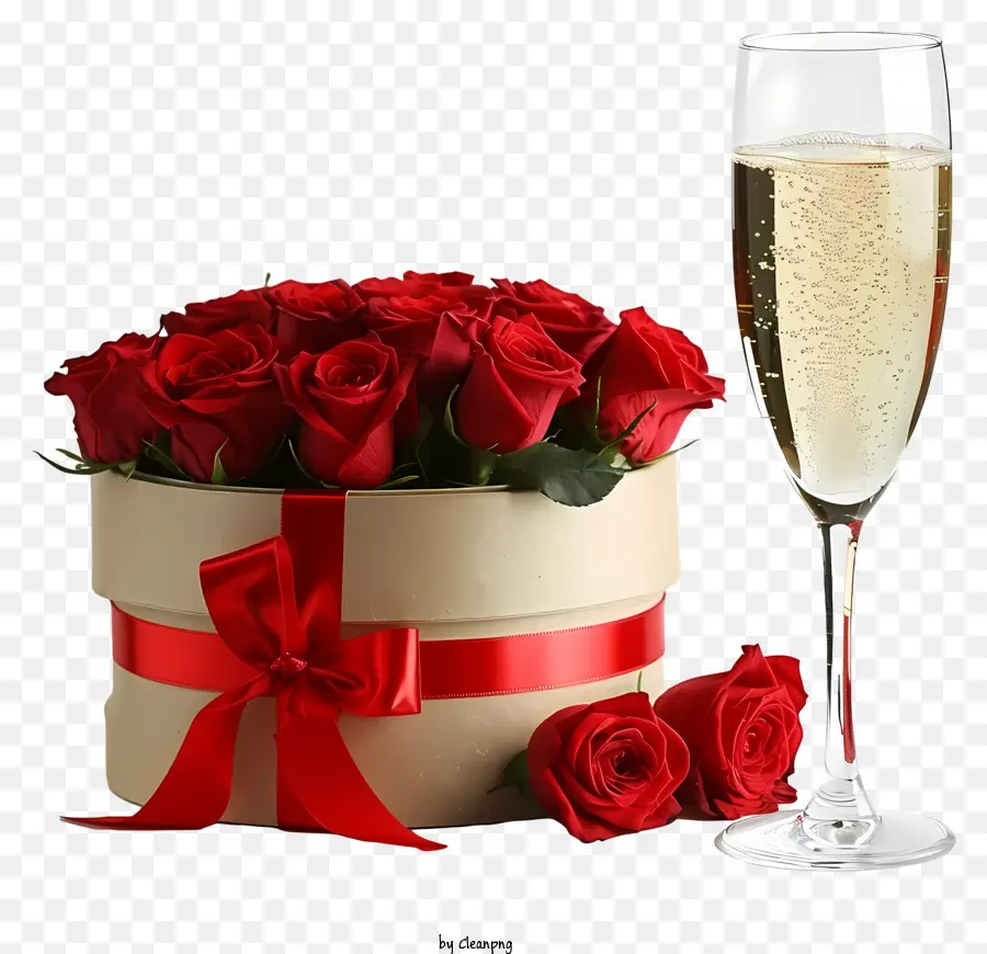 Champagne De La Saint Valentin，Roses PNG