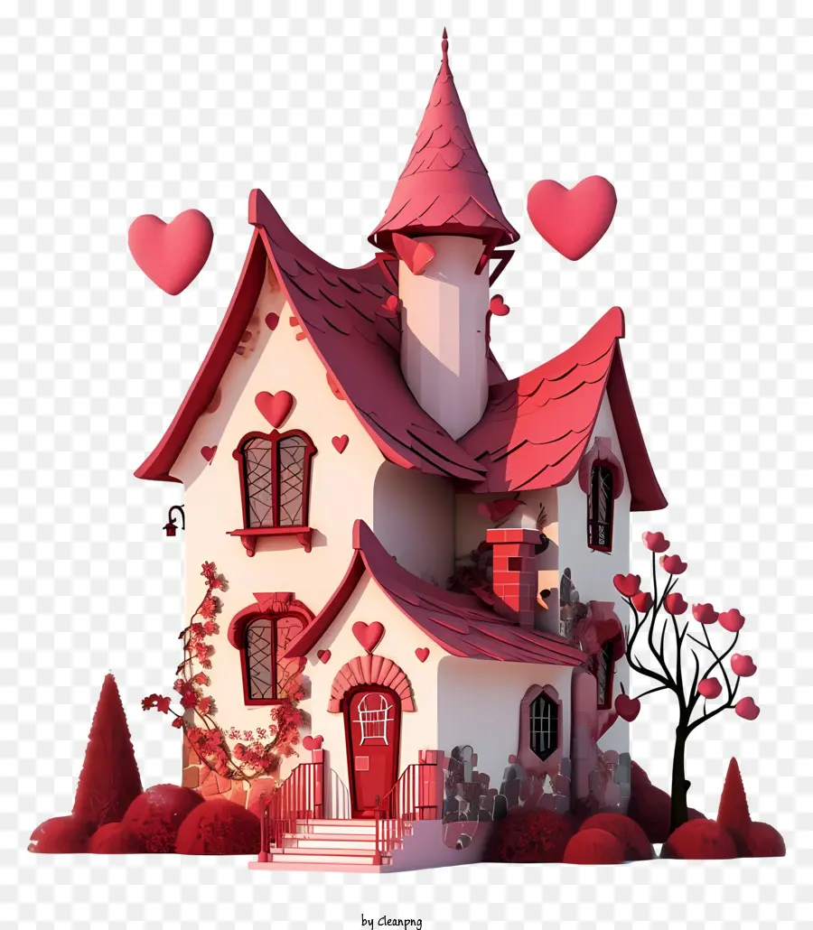 Maison De La Saint Valentin，Mansion Rouge Et Blanc PNG