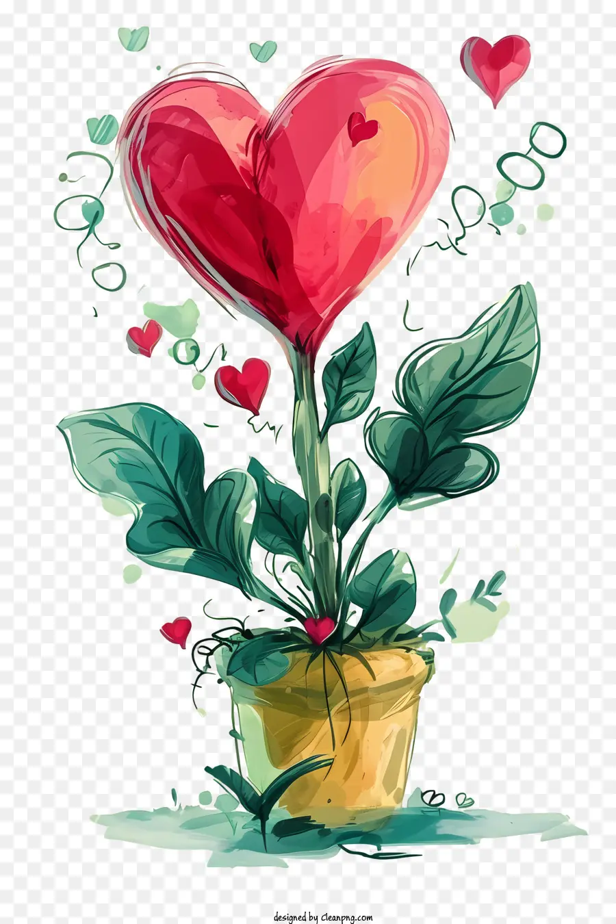 Dans Le Style De L'illustration Romantique，Plante De La Saint Valentin PNG