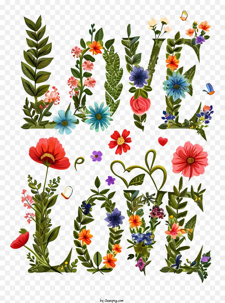 Valentin，Amour Floral Feuillu PNG