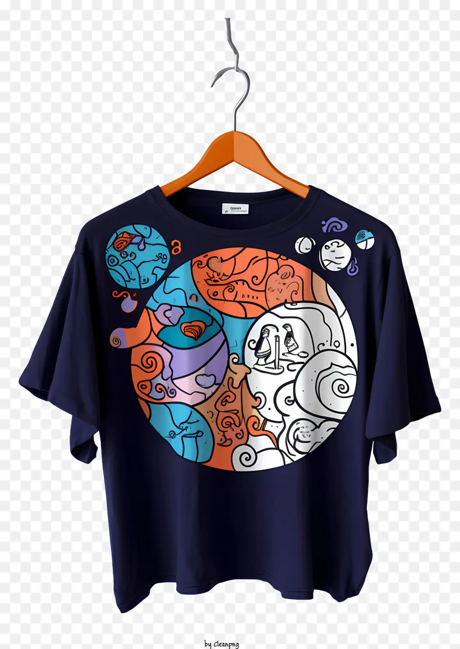 T Shirt De Style Doodle Sur Le Cintre En Tissu，Conception Abstraite PNG