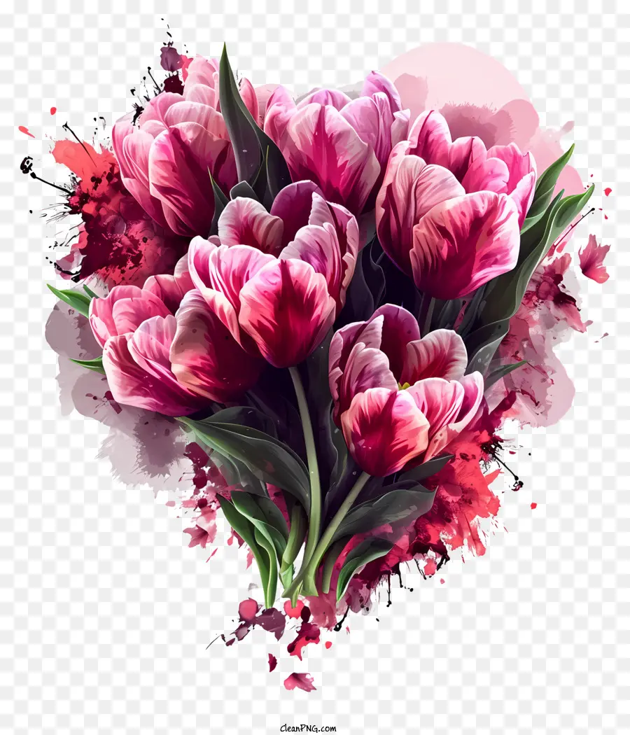 éléments De La Saint Valentin，Bouquet De Tulipes Rouges PNG