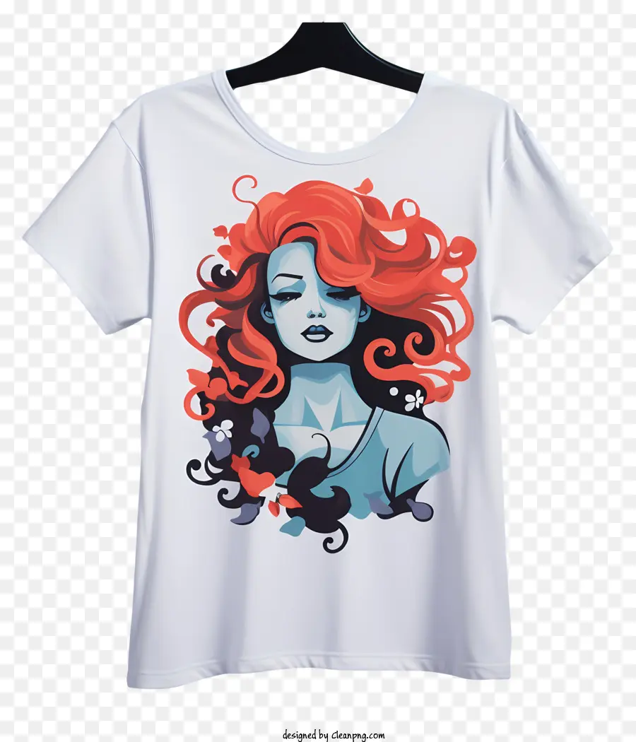 T Shirt Style Aquarelle，T Shirt Blanc Avec Illustration De Femme PNG