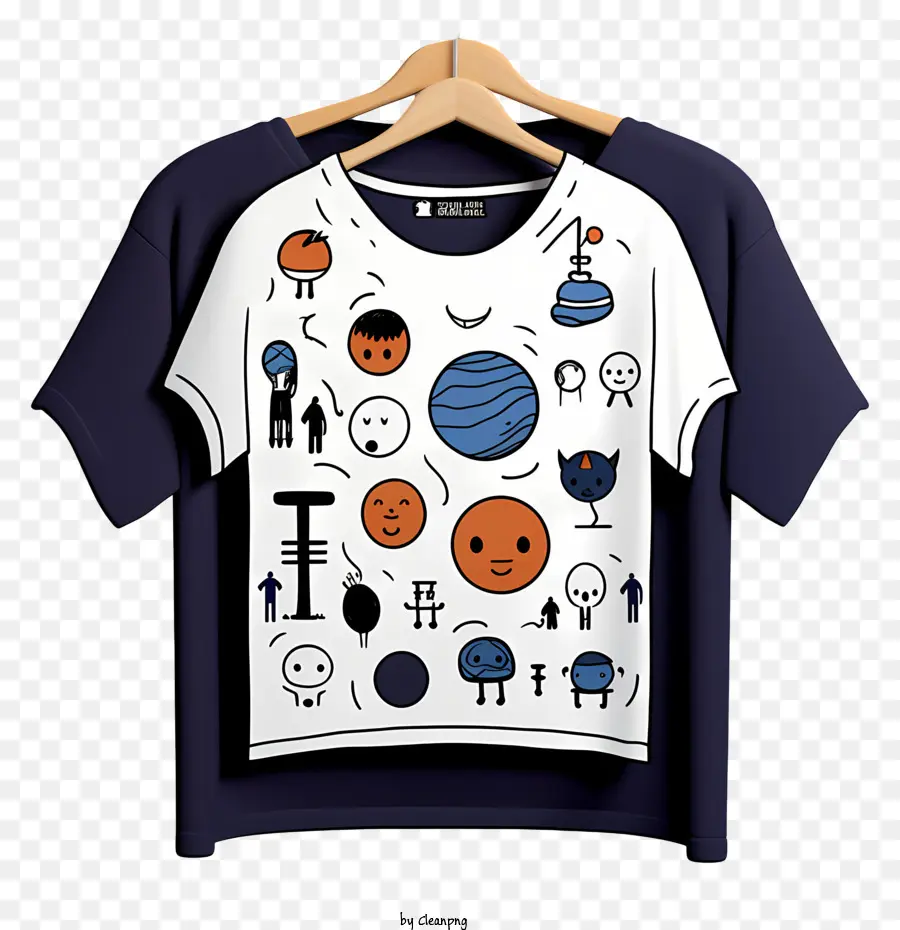 T Shirt Style Doodle Sur Cintre En Tissu，T Shirt PNG