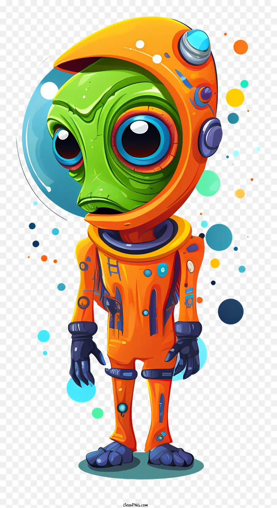 Mascotte D'extraterrestre Aux Peintures Multicolores，Extraterrestre Vert PNG