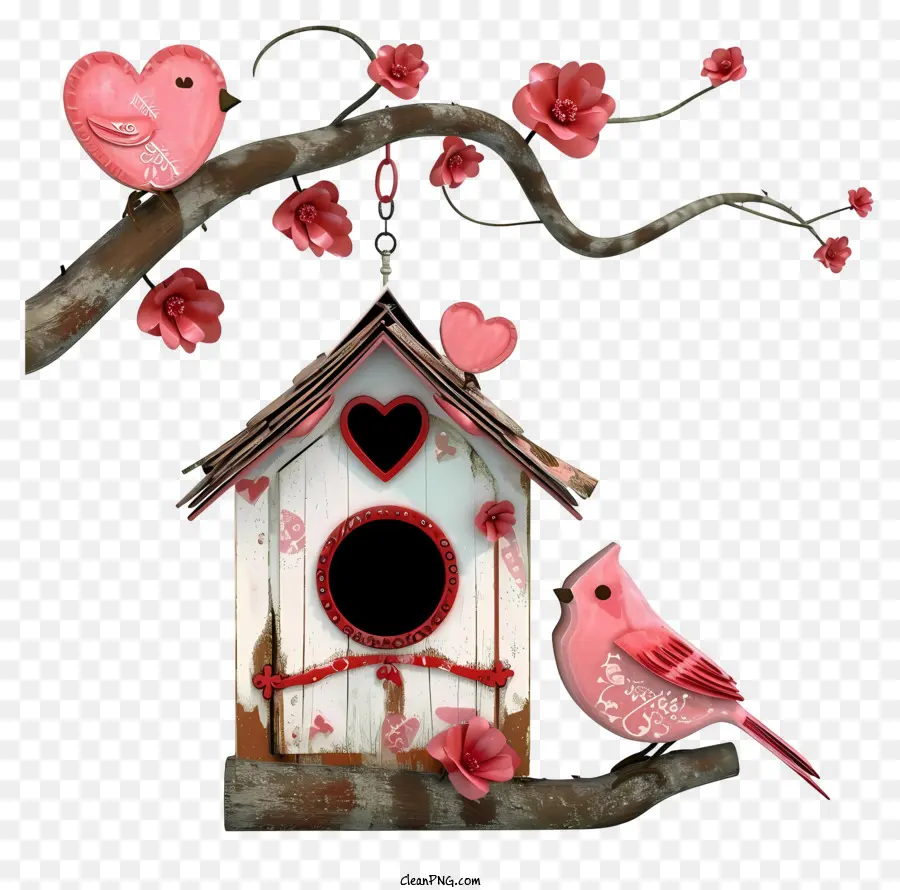 Maison D'oiseau Valentine 3d Réaliste，Nichoir PNG