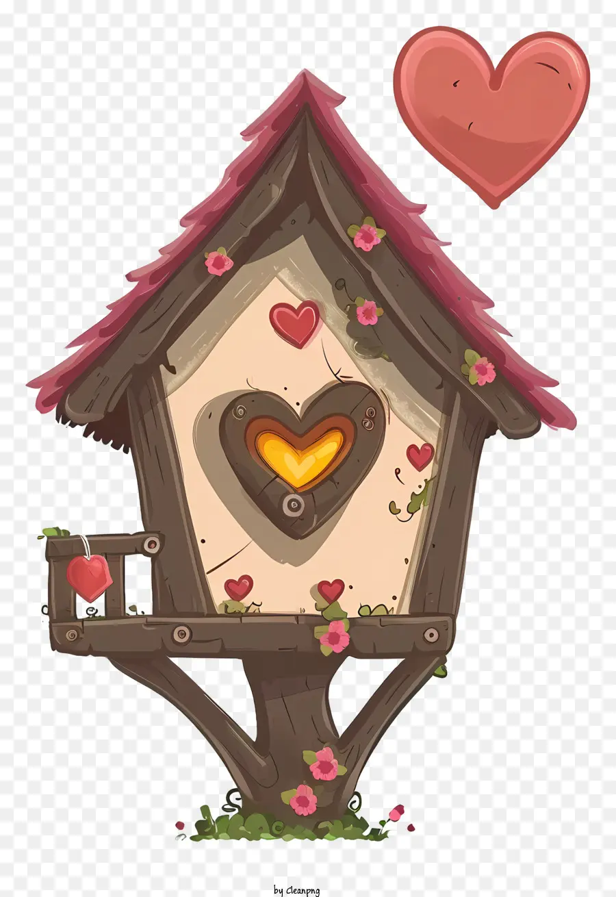 Maison D'oiseau De Dessin Animé Saint Valentin，Jolie Maison De Griffonnage PNG