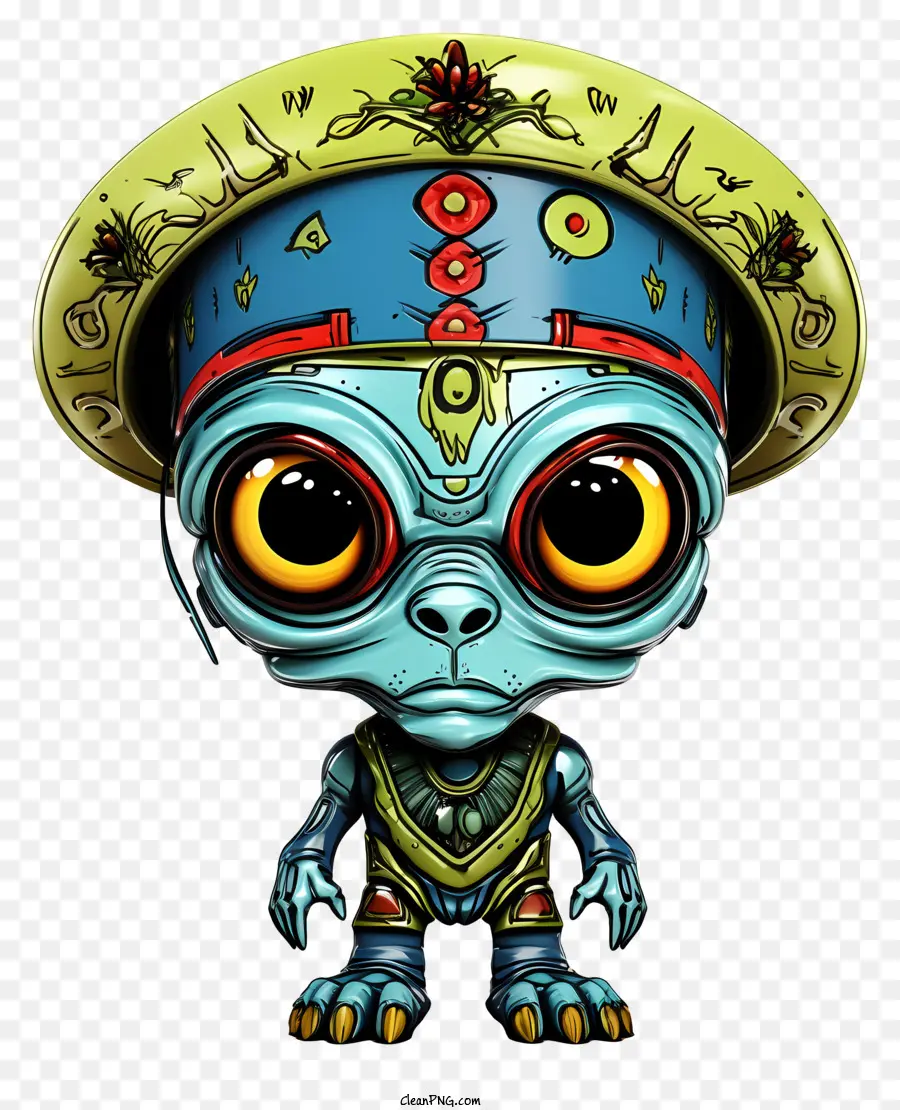 Mascotte Extraterrestre De Style Doodle，Extraterrestre Avec Chapeau PNG